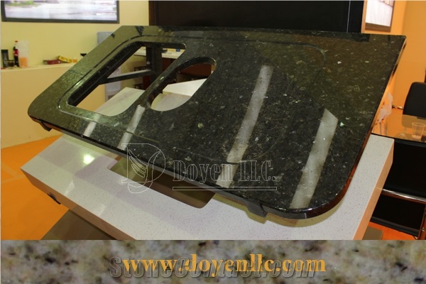 Emerald Pearl Granite Bathroom Vanity Top with Sink Holes