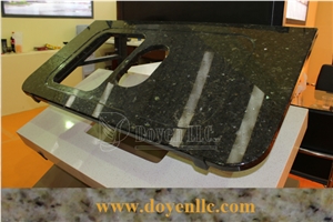 Emerald Pearl Granite Bathroom Vanity Top with Sink Holes