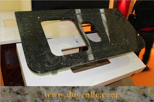 Emerald Pearl Granite Bathroom Vanity Top with Sink Holes
