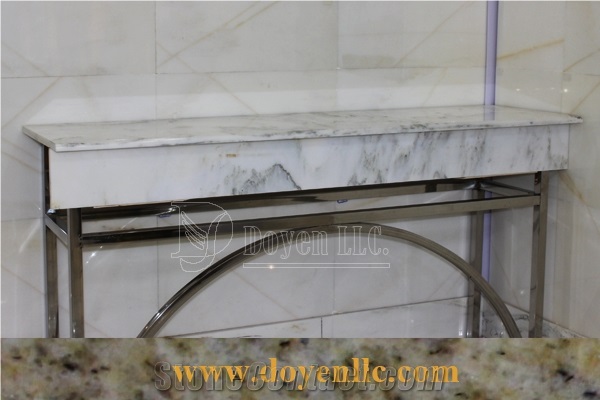 Rosy Sunset Marble Bathroom Vanity Top with Top Basins