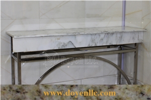 Rosy Sunset Marble Bathroom Vanity Top with Top Basins