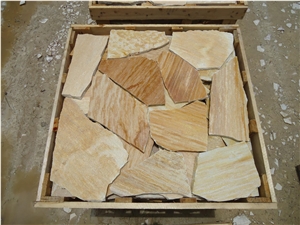 Flagstone Polygonal  Yellow Quartzite Flagstone Hand Cut