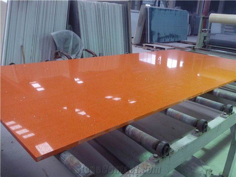 Orange Mirrors Quartz Slabs