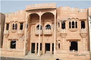 Jodhpur Sandstone Front Elevation, Jodhpur Pink Sandstone Building & Walling
