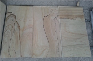 Scenery Sandstone Slabs & Tiles, China Yellow Sandstone