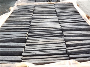 Wellest Black Quartzite Mushroom Stone,Wall Cladding Tile,Veneer Panel,China Natural Black Quartzite,Qt020