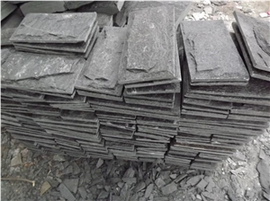 Wellest Black Quartzite Mushroom Stone,Wall Cladding Tile,Veneer Panel,China Natural Black Quartzite,Qt020