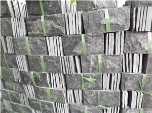 Wellest Black Quartzite Mushroom Stone, Wall Cladding Tile,Veneer Panel,China Natural Black Quartzite,Qt020