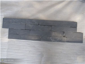 Wellest Black Slate Culture Stone, Ledge Stone,Stacked Stone, Flat,Wall Cladding Tile ,Veneer Panel,Z Shape, Interlocked,China Black Slate,Sl-018fz