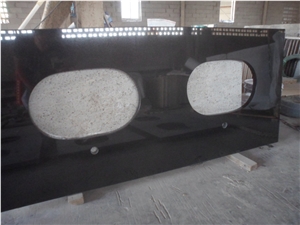 Wellest China Black, Hebei Black Granite Vanity Top, Bath Top,Natural Stone