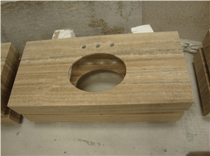 Wellest Coffee Travertine Vanity Top, Bath Top,Front Desk,Natrual Stone