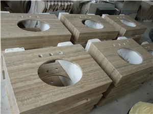 Wellest Coffee Travertine Vanity Top, Bath Top,Front Desk,Natural Stone