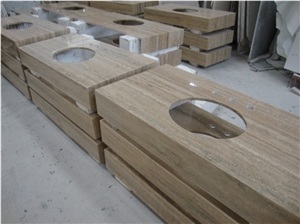 Wellest Coffee Travertine Vanity Top, Bath Top,Front Desk,Natural Stone