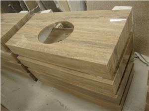 Wellest Coffee Travertine Vanity Top, Bath Top,Front Desk,Natural Stone