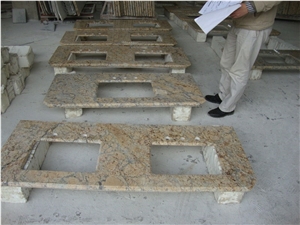 Wellest Diamond Flower Yellow Granite Vanity Top,Countertop, Bath Top,Natural Stone