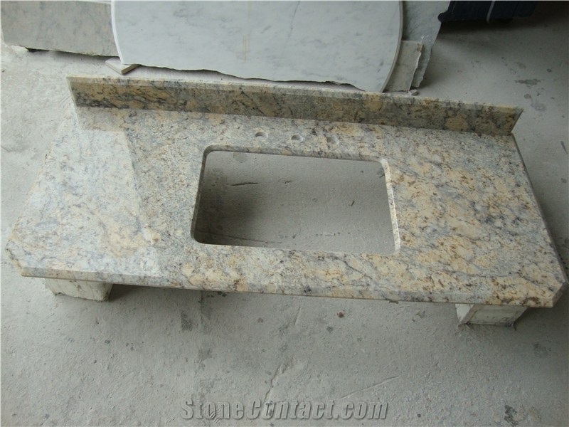 Wellest Diamond Flower Yellow Granite Vanity Top,Countertop, Bath Top,Natural Stone