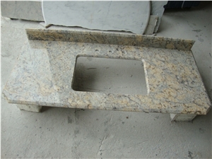 Wellest Diamond Flower Yellow Granite Vanity Top,Countertop, Bath Top,Natural Stone