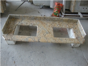 Wellest Diamond Flower Yellow Granite Vanity Top,Countertop, Bath Top,Natural Stone