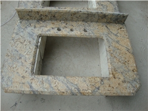 Wellest Diamond Flower Yellow Granite Vanity Top,Countertop, Bath Top,Natural Stone