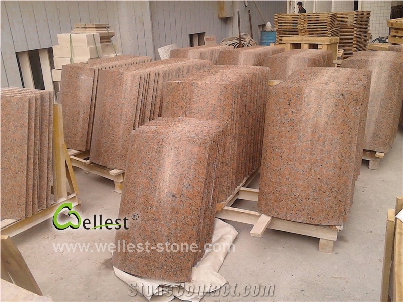 Wellest G562 Maple Red China Granite Pillar Skin, Column Skin, Round Shape, Polished, Maple Red Granite Column