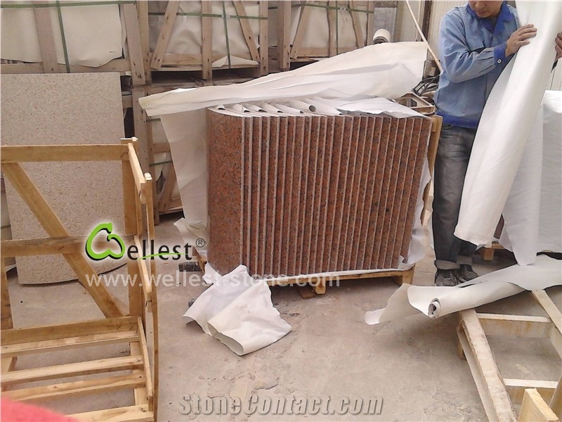 Wellest G562 Maple Red China Granite Pillar Skin, Column Skin, Round Shape, Polished, Maple Red Granite Column