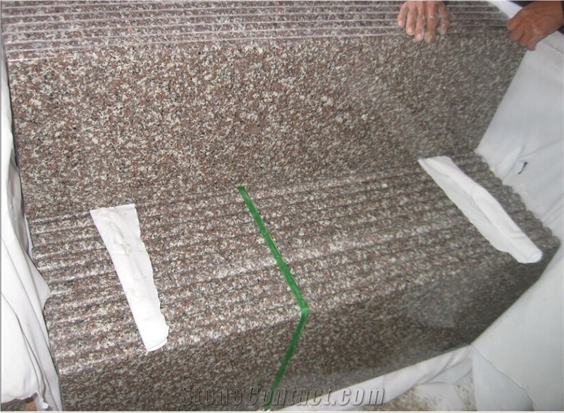 Wellest G664 Bainbrook Brown Granite Step,Half Bull Nosed Edge, with Antislip, Polished,Chiangranite,Natural Stone