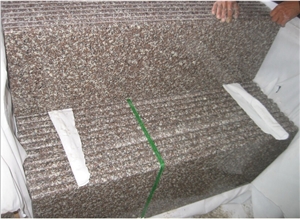Wellest G664 Bainbrook Brown Granite Step,Half Bull Nosed Edge, with Antislip, Polished,Chiangranite,Natural Stone
