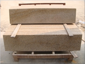 Wellest G682 Sundset Yellow, Rusty Yellow Granite Step, Bullnose Edge, with Antislip, Polished,Chinagranite,Natural Stone
