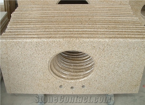 Wellest G682 Sunset Yellow,Rusty Gold Granite Vanity Top,Countertop, Natural Stone