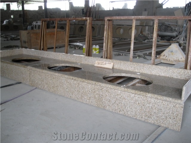 Wellest G682 Sunset Yellow,Rusty Gold Granite Vanity Top,Countertop, Natural Stone