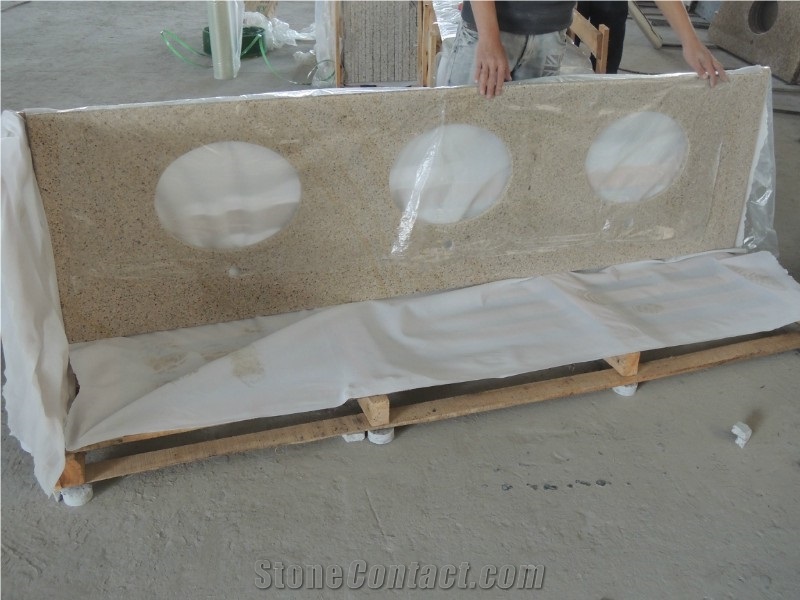 Wellest G682 Sunset Yellow,Rusty Gold Granite Vanity Top,Countertop, Natural Stone
