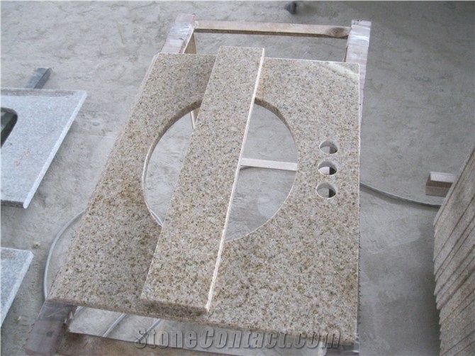 Wellest G682 Sunset Yellow,Rusty Gold Granite Vanity Top,Countertop, Natural Stone