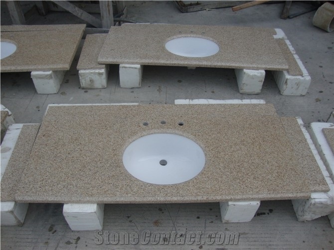 Wellest G682 Sunset Yellow,Rusty Gold Granite Vanity Top,Countertop, Natural Stone