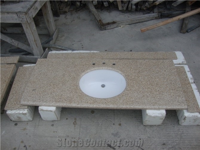 Wellest G682 Sunset Yellow,Rusty Gold Granite Vanity Top,Countertop, Natural Stone