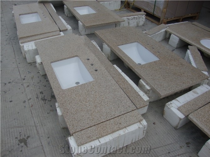 Wellest G682 Sunset Yellow,Rusty Gold Granite Vanity Top,Countertop, Natural Stone