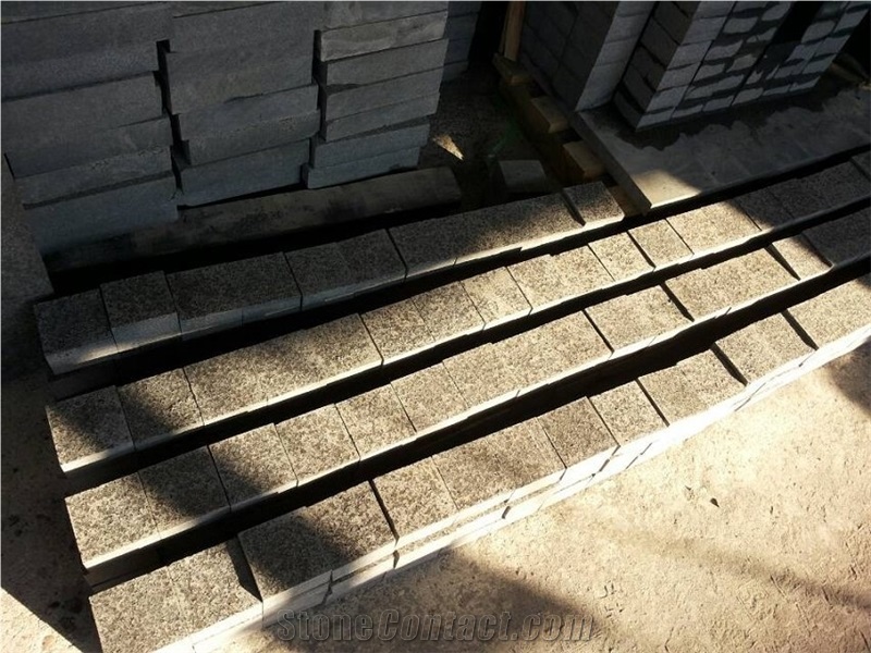 Wellest G684 Fortune Black Granite Paving Cube Stone,Flamed Finish,Saw Cut Edge