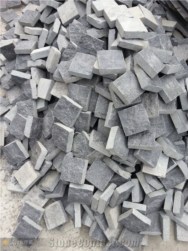 Wellest G684 Fortune Black Granite Paving Cube Stone,Saw Cut Edge,Natural Finish