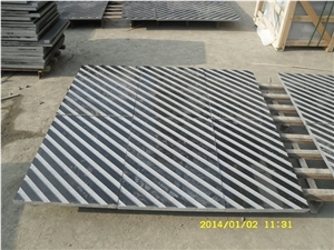Wellest G684 Fortune Black Granite Wall Tile, Wall Cladding,45 °Grooved Surface, China Black Granite