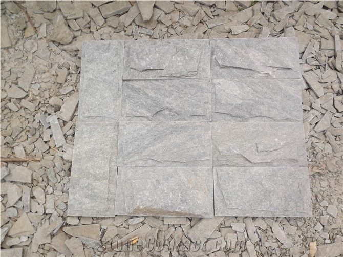 Wellest Grey Quartzite Mushroom Stone,Wall Cladding Tile,Veneer Panel,China Natural Black Quartzite,Qt021