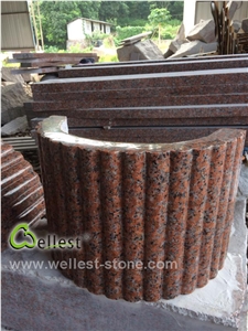 Wellest Maple Red Granite Pillar Skin Column Skin,Round Shape,Polished,Semicircle,Hemicycle,China Red Granite