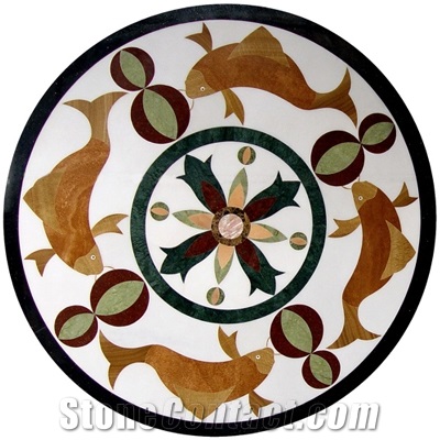 Wellest Round Water Jet Marble Medallion,Honeycomb,Stone Pattern Model No.Wm012