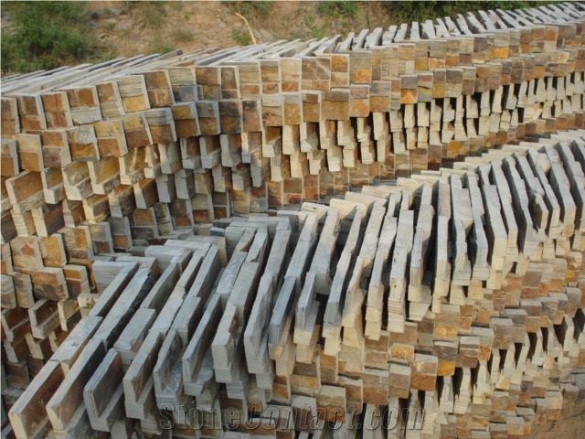 Wellest Rusty Slate Culture Stone Corner, Ledge Stone Corner,Stacked Stone Corner, Flat,Wall Cladding Tile ,Back Ground,Multi Colour Slate,Sl-015fc