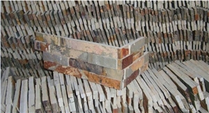 Wellest Rusty Slate Culture Stone Corner,Ledge Stone Corner,Stacked Stone Corner, Flat,Wall Cladding Tile ,Back Ground,Multi Colour Slate,Sl-015fzc