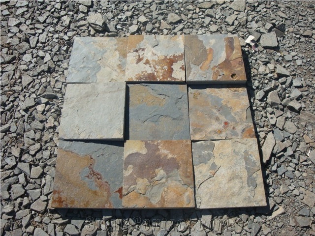 Wellest Rusty Slate Natural Finish Floor Tile,China Multicolour Slate,St-015n