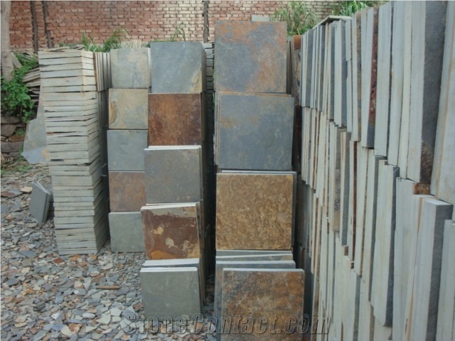 Wellest Rusty Slate Natural Finish Floor Tile,China Multicolour Slate,St-015n