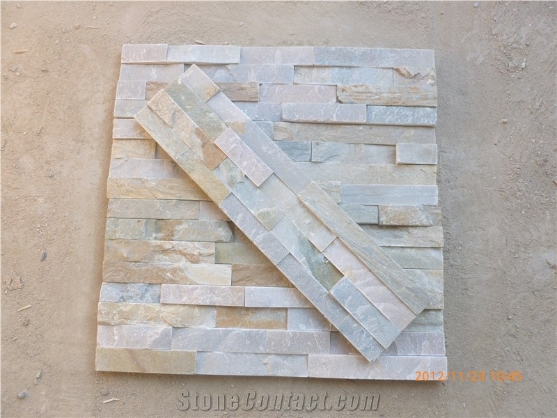 Wellest Sl-014f Yellowood Slate Flat Culture Stone, Ledge Stone,Stacked Stone, Wall Cladding Tile ,Veneer Panel, Square, China Natural Beige Slate