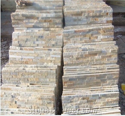 Wellest Sl-014f Yellowood Slate Flat Culture Stone, Ledge Stone,Stacked Stone, Wall Cladding Tile ,Veneer Panel, Square, China Natural Beige Slate