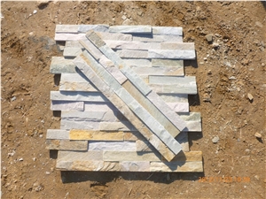 Wellest Sl-014fz Yellow Wood Slate Flat Culture Stone, Ledge Stone,Stacked Stone, Wall Cladding Tile ,Veneer Panel, Z Shape, Interlocked,Beige Slate