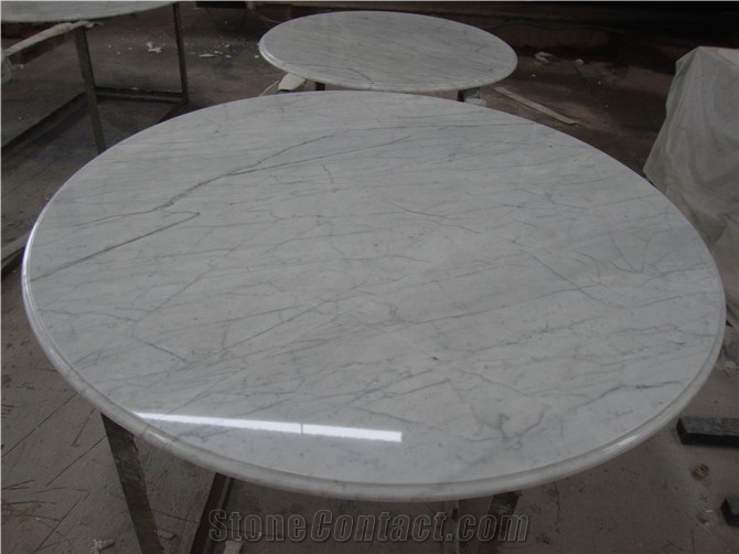 Wellest Statuario White Marble Table Top, Restaurant Top,Round Top, Round Table,Natrual Stone