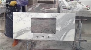 Wellest Statuario White Marble Vanity Top, Bath Top, Bar Top,Front Desk, Natural Stone